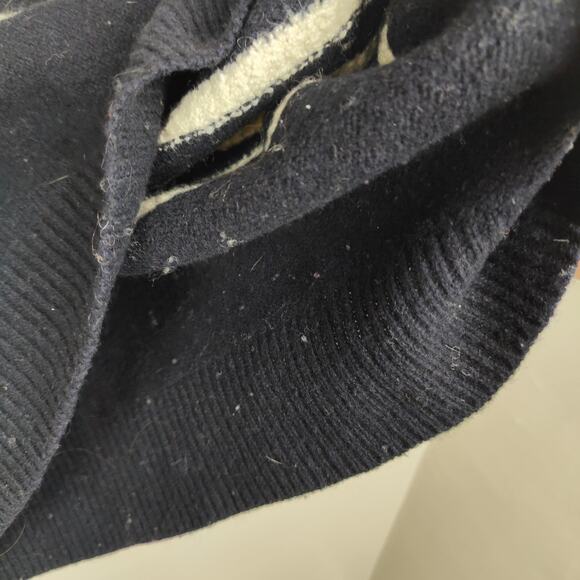 AllSaints Keet Crew Sweater Womens Large Wool Blend White Black Stripes Preppy - Picture 6 of 10